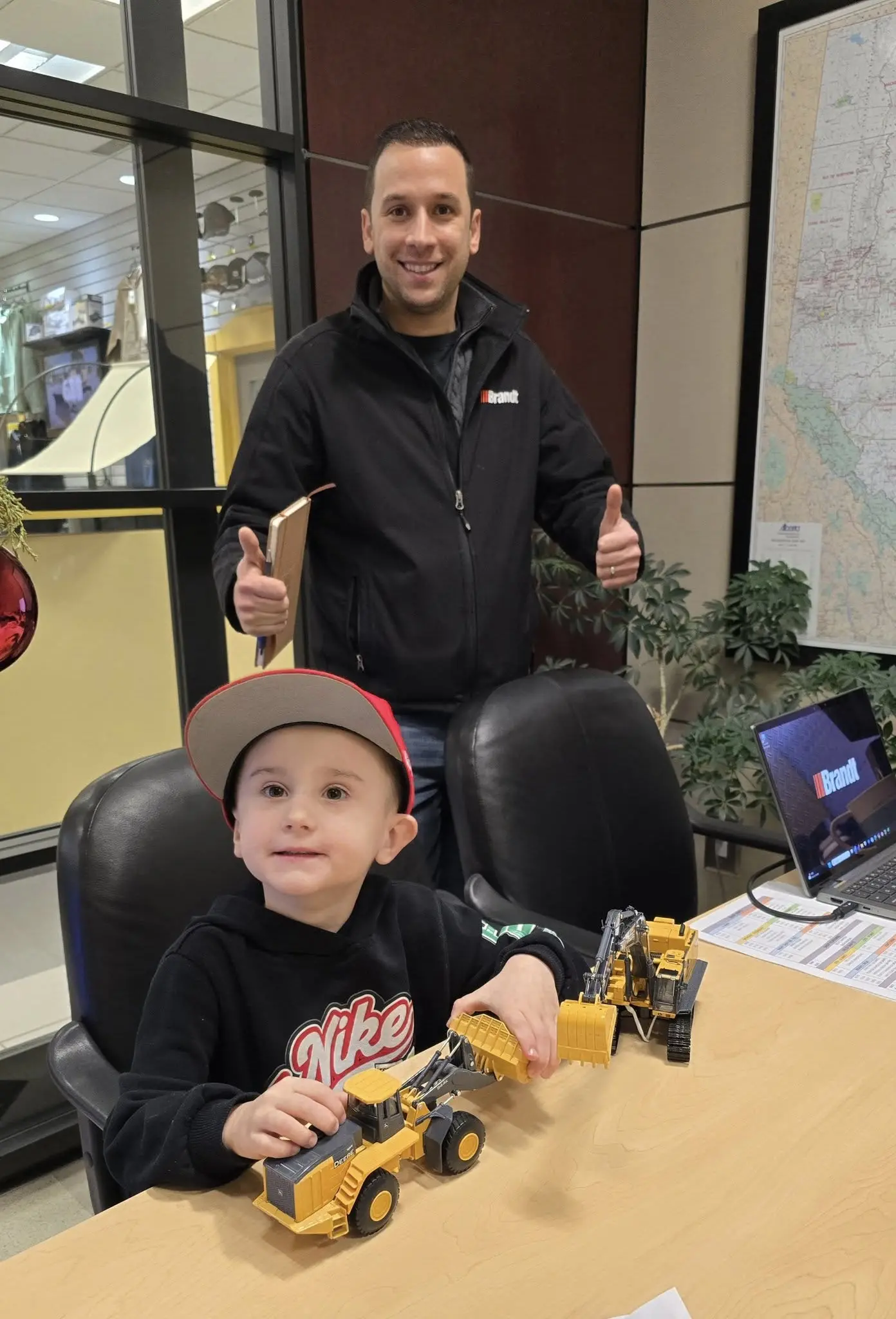 MCS family with toy trucks
